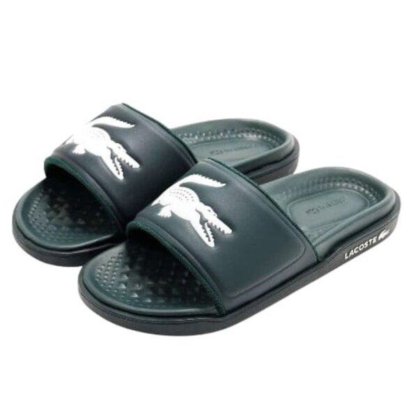 Lacoste Men\'s Croco-Dualiste-0922-1 Slide Sandals Dark Green/White, US 7 main image 2